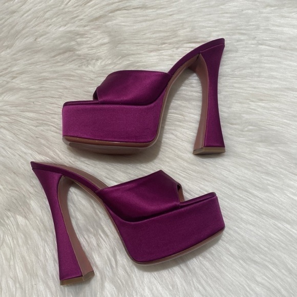 Amina Muaddi Dalida silk satin platform sandal size 36EU - Picture 3 of 12